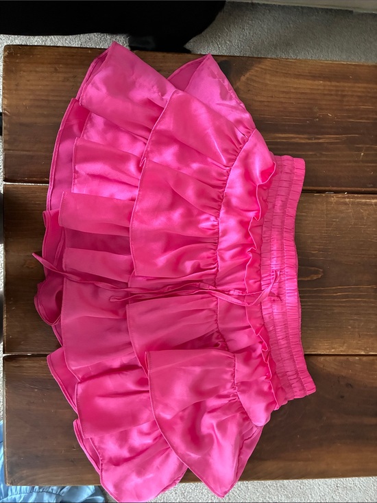 Day + Moon Dresses & Skirts - Pink Ruffled Satin Mini Skirt
